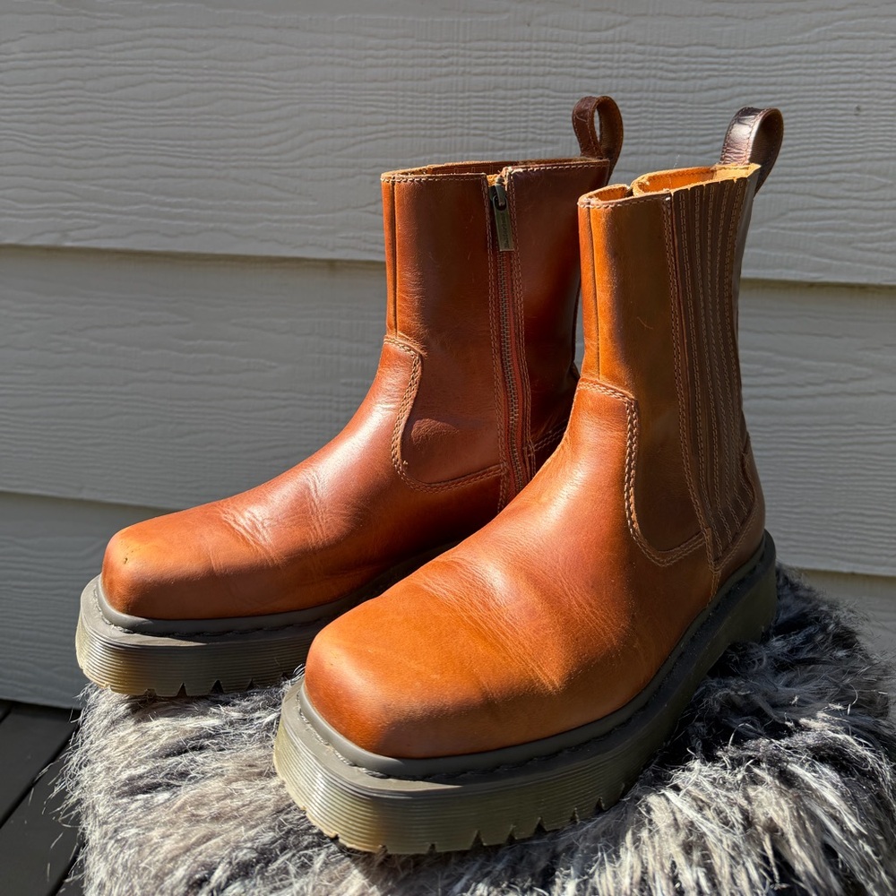 Dr. Martens Brown Leather Platform Chelsea Boots - Picture 4 of 13